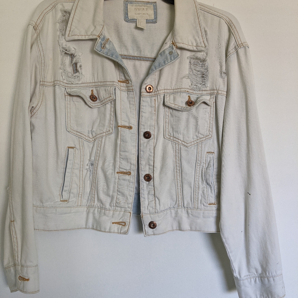 White "ripped"denim jacket